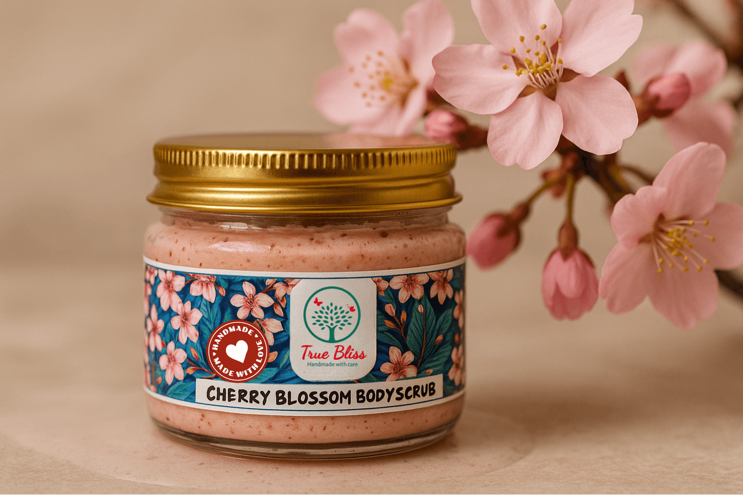 Natural Body Scrub (Rose, Green Tea, Cherry Blossom and Kaolin Clay Whitening)