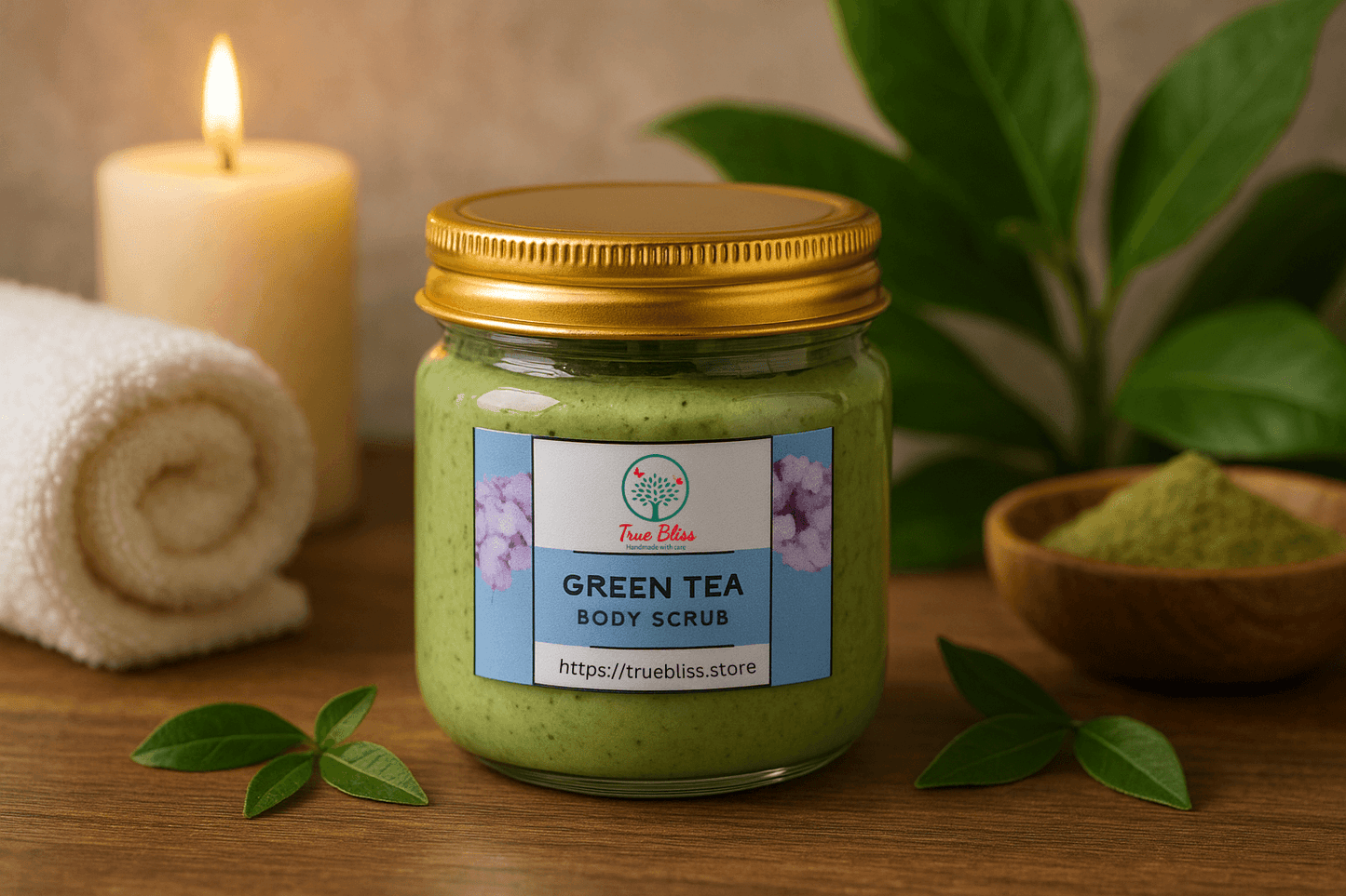 Natural Body Scrub (Rose, Green Tea, Cherry Blossom and Kaolin Clay Whitening)