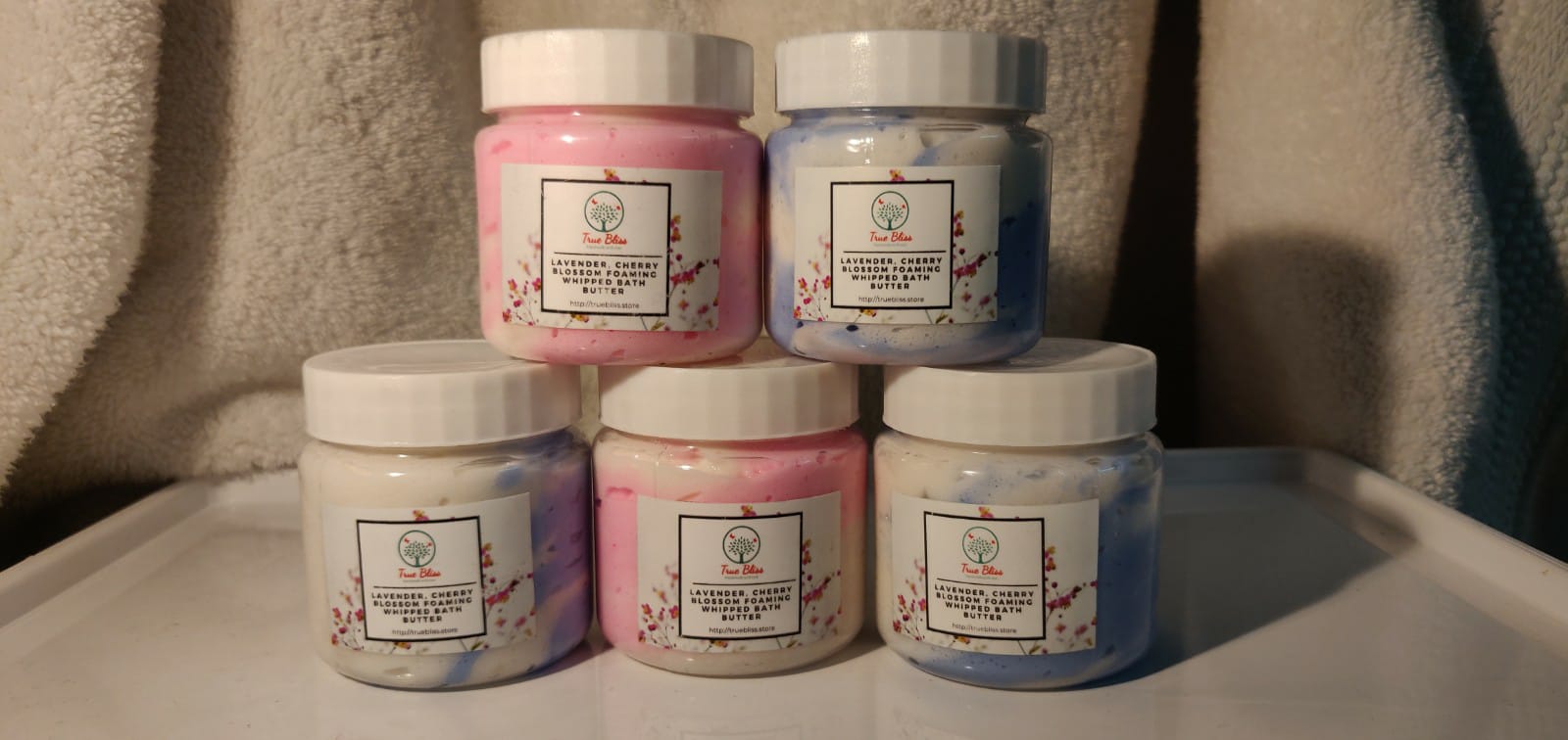 Lavender, Cherry Blossom Foaming Whipped Bath Butter - TrueBliss Skincare